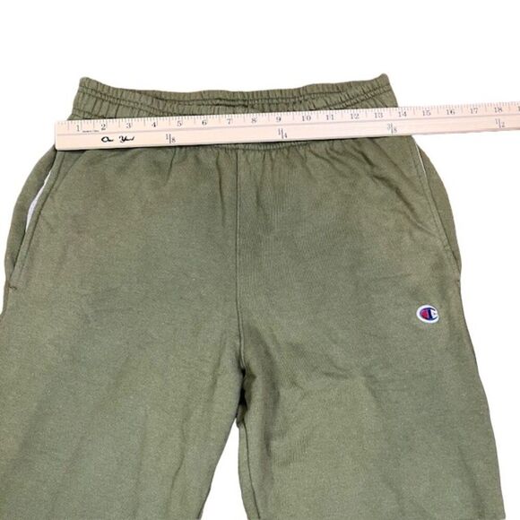 Champion Logo Leg Sweatpants Joggers Olive Green Drawstring Elastic Size Small - Picture 4 of 10